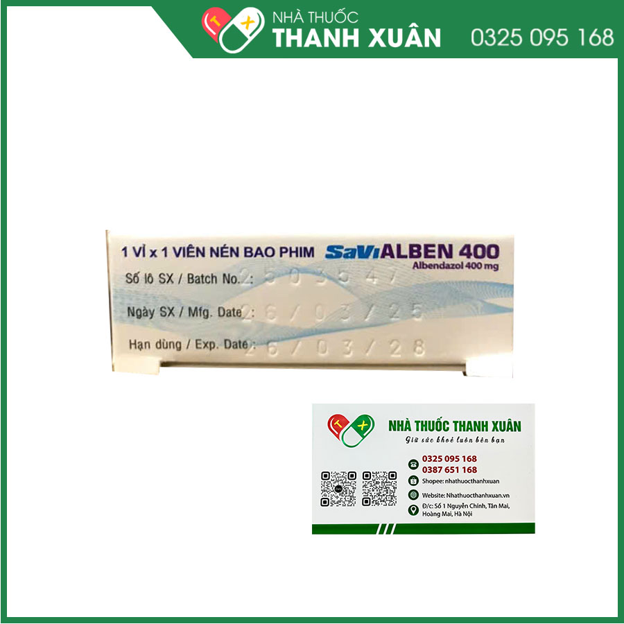 SaVi ALBEN 400 điều trị nhiễm ký sinh trùng